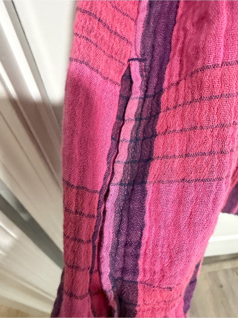 We The Free Hot Pink and Purple Plaid Peplum Top - Picture 4 of 7